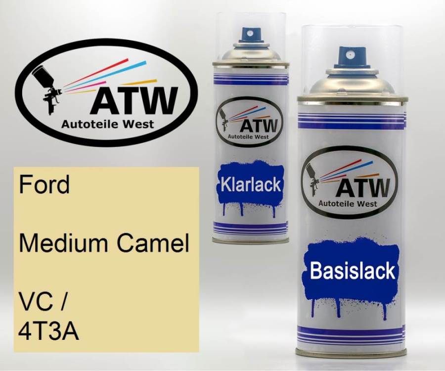Ford, Medium Camel, VC / 4T3A: 400ml Sprühdose + 400ml Klarlack - Set, von ATW Autoteile West.